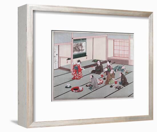 Japanese Eating, Drinking and Being Entertained in Teahouse-Japanese School-Framed Premium Giclee Print