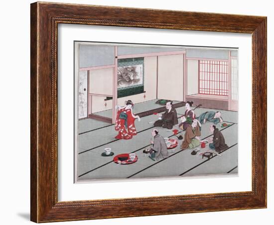 Japanese Eating, Drinking and Being Entertained in Teahouse-Japanese School-Framed Giclee Print