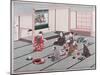 Japanese Eating, Drinking and Being Entertained in Teahouse-Japanese School-Mounted Giclee Print