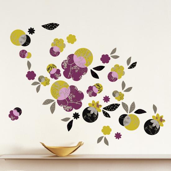 japanese flowers wall decal| art