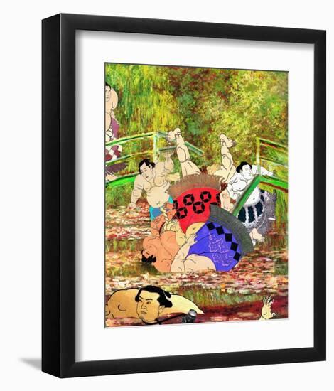 Japanese Footbridge Mishap-Barry Kite-Framed Art Print