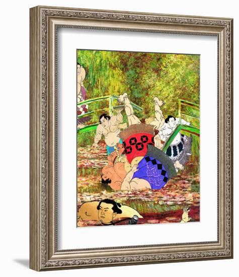 Japanese Footbridge Mishap-Barry Kite-Framed Art Print