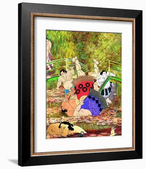 Japanese Footbridge Mishap-Barry Kite-Framed Art Print