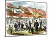 Japanese Game of Battledore and Shuttlecock in the Streets of Yokohama, 1865-null-Mounted Giclee Print