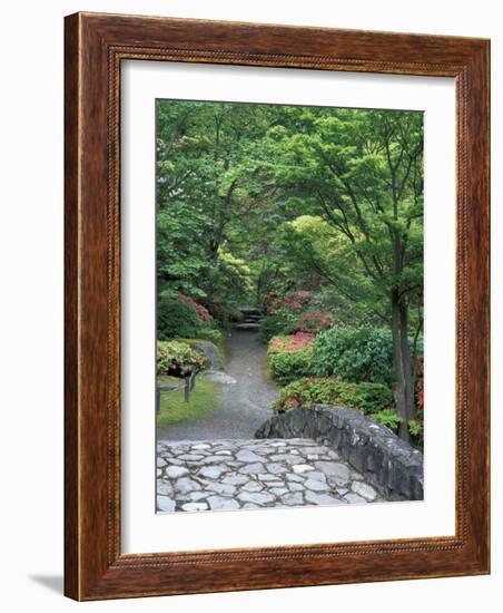 Japanese Garden Stone Bridge in Washington Park Arboretum, Seattle, Washington, USA-Jamie & Judy Wild-Framed Photographic Print