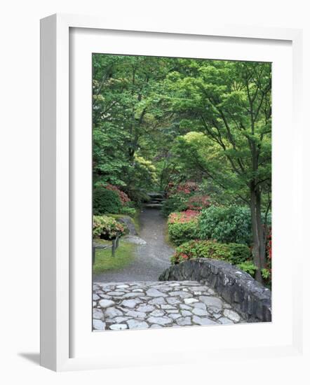 Japanese Garden Stone Bridge in Washington Park Arboretum, Seattle, Washington, USA-Jamie & Judy Wild-Framed Photographic Print