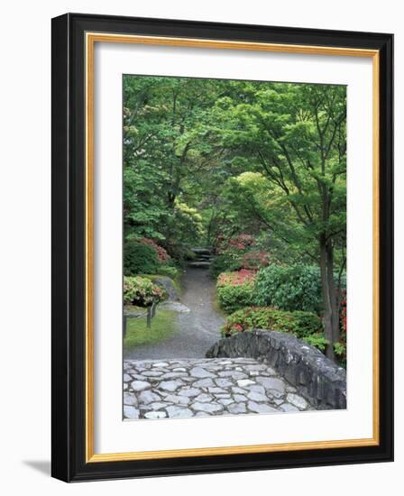 Japanese Garden Stone Bridge in Washington Park Arboretum, Seattle, Washington, USA-Jamie & Judy Wild-Framed Photographic Print