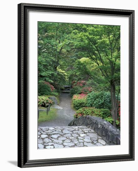 Japanese Garden Stone Bridge in Washington Park Arboretum, Seattle, Washington, USA-Jamie & Judy Wild-Framed Photographic Print