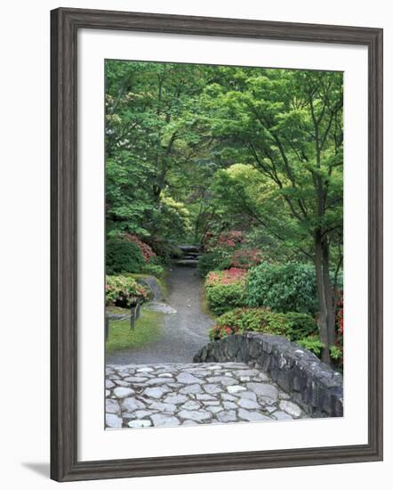 Japanese Garden Stone Bridge in Washington Park Arboretum, Seattle, Washington, USA-Jamie & Judy Wild-Framed Photographic Print