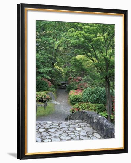 Japanese Garden Stone Bridge in Washington Park Arboretum, Seattle, Washington, USA-Jamie & Judy Wild-Framed Photographic Print