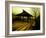 Japanese Gazebo on Deck overlooking Water and Hills-Jan Lakey-Framed Photographic Print