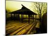 Japanese Gazebo on Deck overlooking Water and Hills-Jan Lakey-Mounted Photographic Print