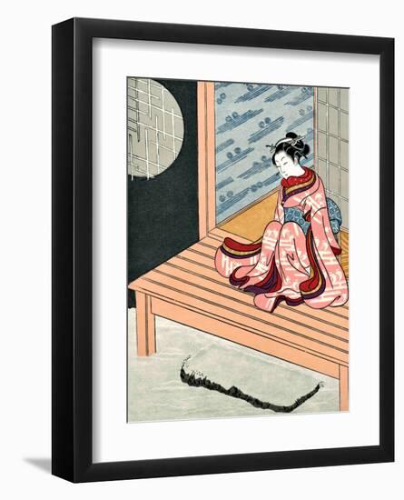 Japanese Geisha in Snow-null-Framed Giclee Print