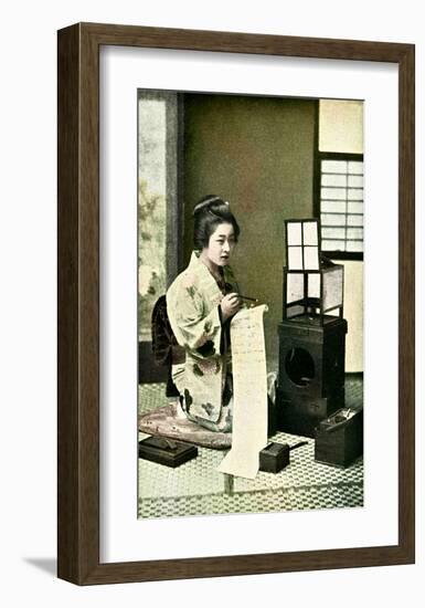 Japanese Geisha Writing Letter-null-Framed Giclee Print