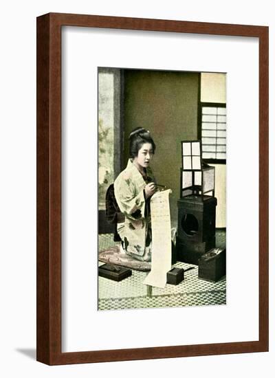 Japanese Geisha Writing Letter-null-Framed Giclee Print