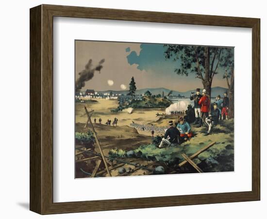 Japanese General Observes Battle with British Commanders-null-Framed Art Print