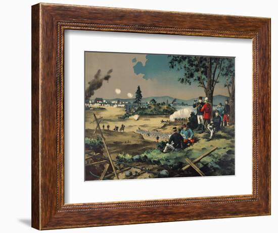 Japanese General Observes Battle with British Commanders-null-Framed Art Print