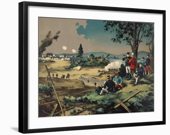 Japanese General Observes Battle with British Commanders-null-Framed Art Print