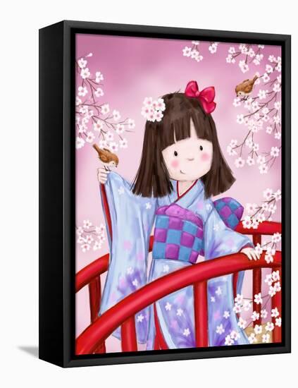 Japanese Girl Bird 2-MAKIKO-Framed Premier Image Canvas