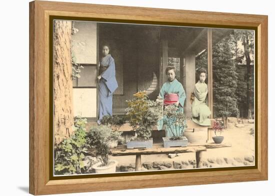 Japanese Girls with Bonsai-null-Framed Stretched Canvas