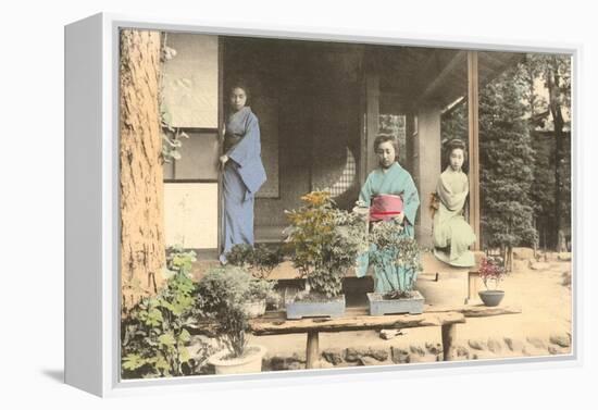 Japanese Girls with Bonsai-null-Framed Stretched Canvas
