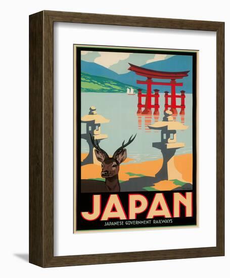 Japanese Government Railways - Hakone Shrine, Lake Ashi, Japan-Pieter Irwin Brown-Framed Giclee Print