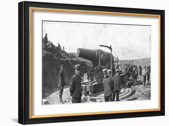 Japanese Howitzer Battery before Port Arthur, Russo-Japanese War, 1904-5-null-Framed Giclee Print