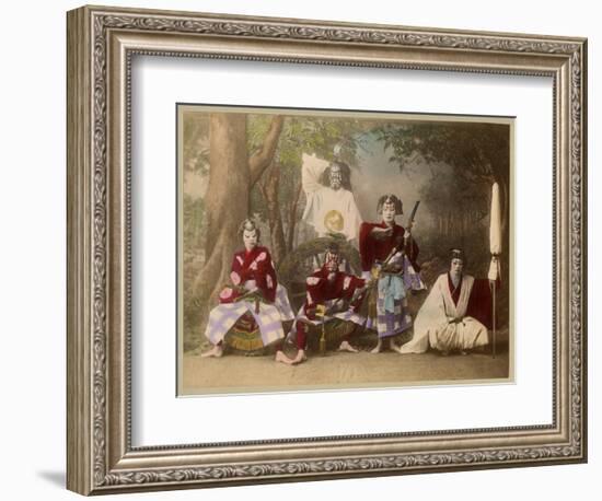 Japanese Kabuki Theatre with Actors Wearing Elaborate Make-Up and Costumes-null-Framed Photographic Print