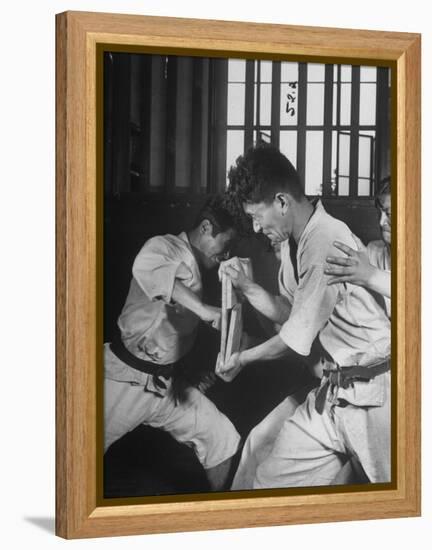 Japanese Karate Student Breaking Boards with Punch-John Florea-Framed Premier Image Canvas