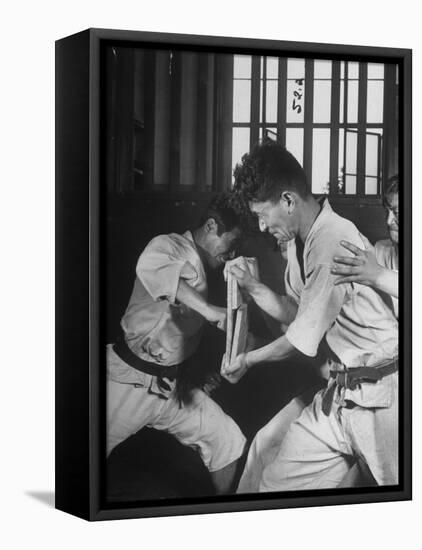 Japanese Karate Student Breaking Boards with Punch-John Florea-Framed Premier Image Canvas