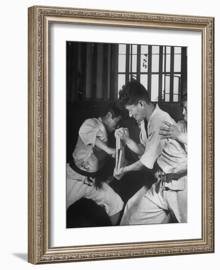 Japanese Karate Student Breaking Boards with Punch-John Florea-Framed Photographic Print