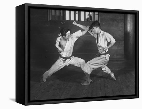 Japanese Karate Students Demonstrating Fighting-null-Framed Premier Image Canvas