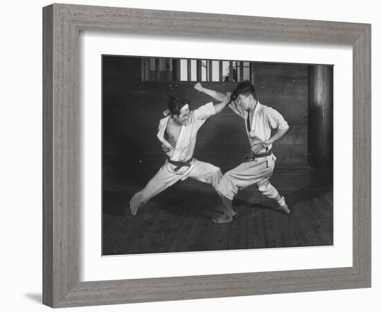 Japanese Karate Students Demonstrating Fighting-null-Framed Photographic Print