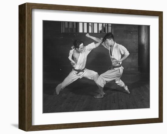 Japanese Karate Students Demonstrating Fighting-null-Framed Photographic Print