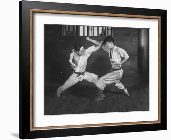 Japanese Karate Students Demonstrating Fighting-null-Framed Photographic Print