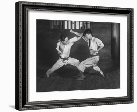 Japanese Karate Students Demonstrating Fighting-null-Framed Photographic Print