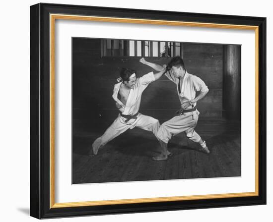 Japanese Karate Students Demonstrating Fighting-null-Framed Photographic Print