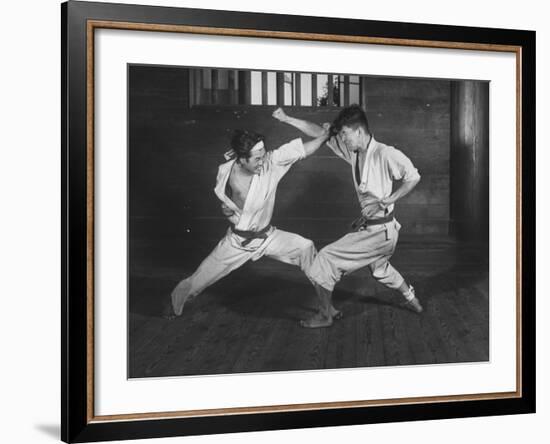 Japanese Karate Students Demonstrating Fighting-null-Framed Photographic Print