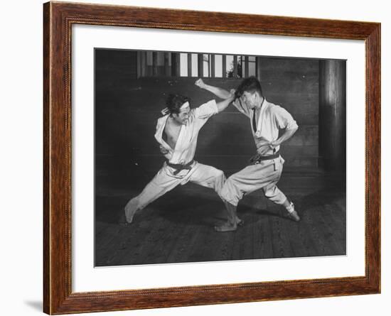 Japanese Karate Students Demonstrating Fighting-null-Framed Photographic Print