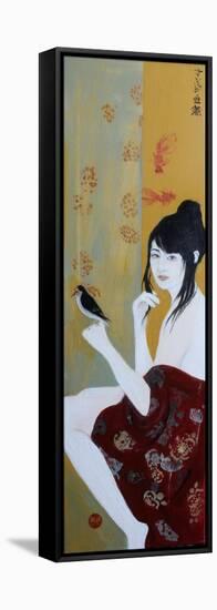 Japanese Lady with Bird, 2015-Susan Adams-Framed Premier Image Canvas