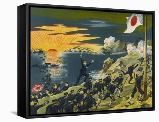 Japanese Land at Liaodong Peninsula, Russians Flee-null-Framed Stretched Canvas