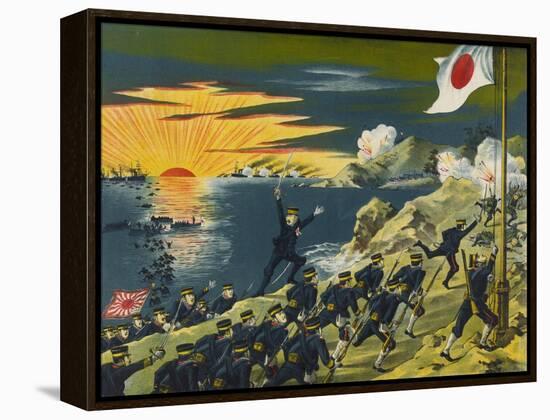 Japanese Land at Liaodong Peninsula, Russians Flee-null-Framed Stretched Canvas
