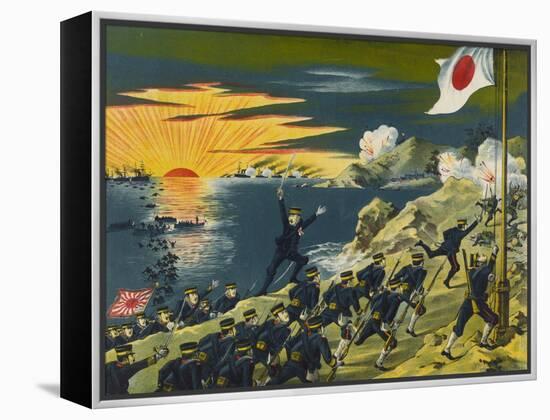 Japanese Land at Liaodong Peninsula, Russians Flee-null-Framed Stretched Canvas