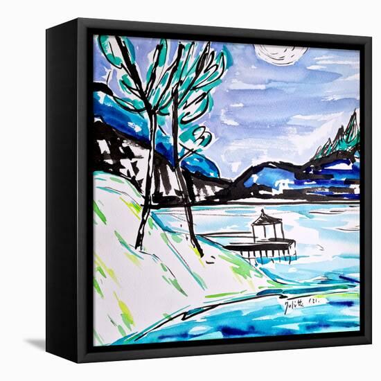 Japanese landscape-Julija Belickienė-Framed Premier Image Canvas