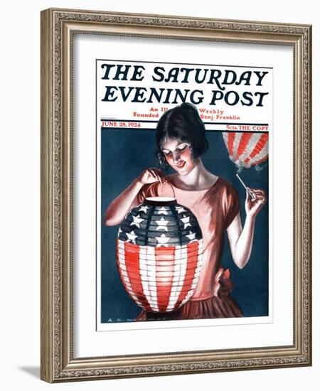 "Japanese Lantern," Saturday Evening Post Cover, June 28, 1924-Katherine R. Wireman-Framed Giclee Print