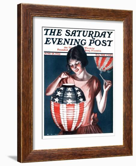 "Japanese Lantern," Saturday Evening Post Cover, June 28, 1924-Katherine R. Wireman-Framed Giclee Print