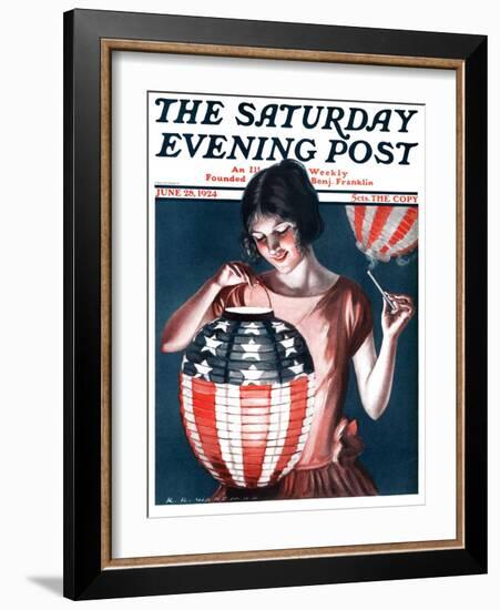 "Japanese Lantern," Saturday Evening Post Cover, June 28, 1924-Katherine R. Wireman-Framed Giclee Print