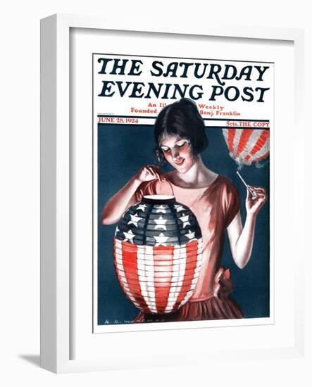 "Japanese Lantern," Saturday Evening Post Cover, June 28, 1924-Katherine R. Wireman-Framed Giclee Print