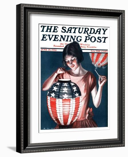 "Japanese Lantern," Saturday Evening Post Cover, June 28, 1924-Katherine R. Wireman-Framed Giclee Print