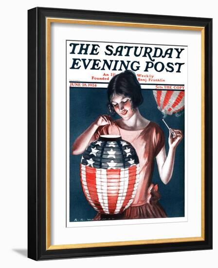 "Japanese Lantern," Saturday Evening Post Cover, June 28, 1924-Katherine R. Wireman-Framed Giclee Print